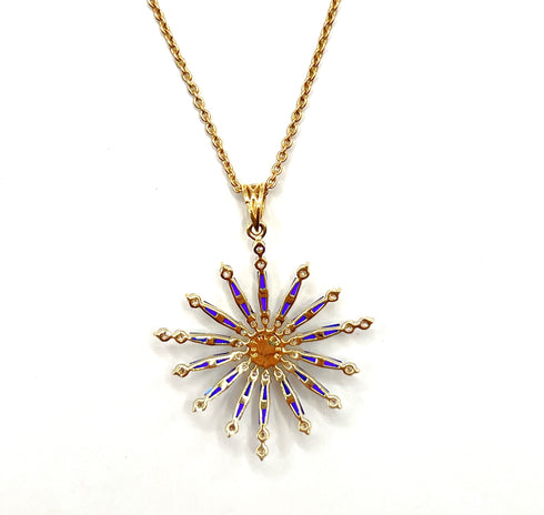 14k Gold Star of Bethlehem with Sapphire & Diamond Necklace